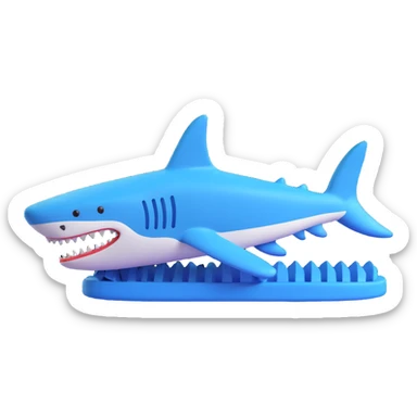 3D emoji of a blue shark merged with a Nike shoe, icon style sticker