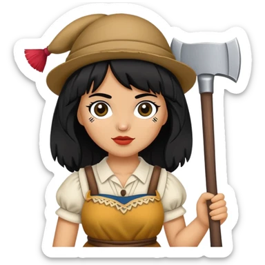 Black haired olive skin gypsy rag doll with a rubber axe sticker