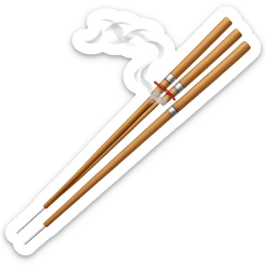 The chopsticks 🥢 emoji with smoke of a cigarette 🚬 to look like a incense stick  sticker