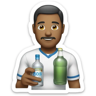 A man with bottle of vodka sticker