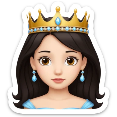 young princess dark hair sticker