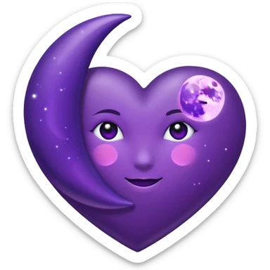 dark purple heart with a purple Moon sticker