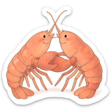 ghibli style lobsters in love, soft colors, romantic mood sticker