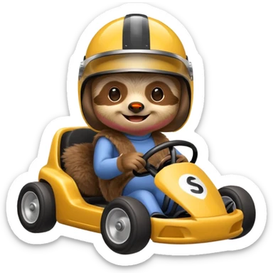 Sloth in a go kart sticker