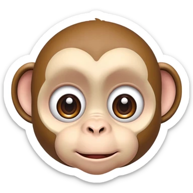 face with huge eyes and monkey ears sticker