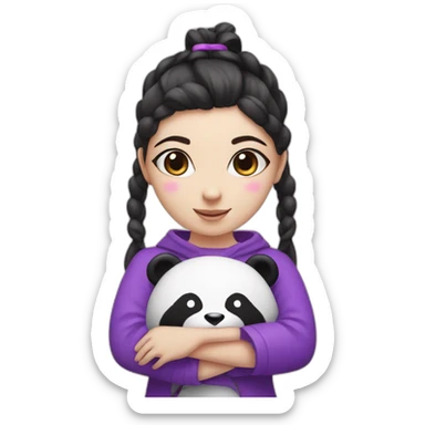 A panda girl with purple hearts  sticker