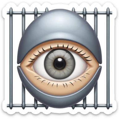 Large eye behind metal bars. sticker