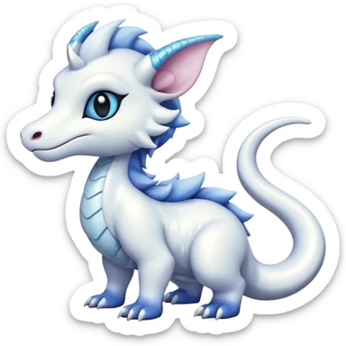 White bovian felina glossy soft silky furry iridesent Absol-Shinx-Snake-fusion-hybrid, full body sticker