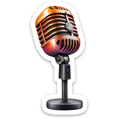 Orange and pink gradient modern microphone with rhinestones  sticker