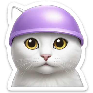 White cat in Lilac helmet sticker