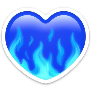 Blue heart with blue flames sticker