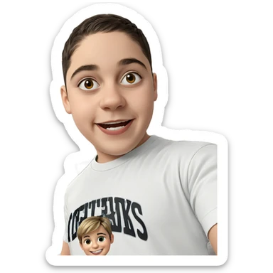 smiling boy in kitchen sticker