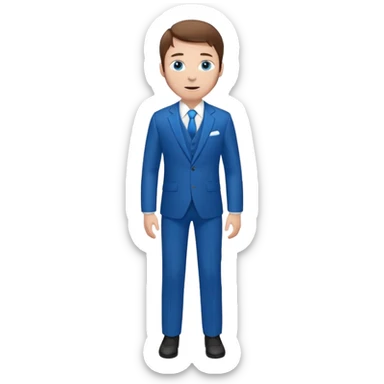 Chico blanco,ojos azules,vestid novio, cuerpo entero, pelo castaño sticker