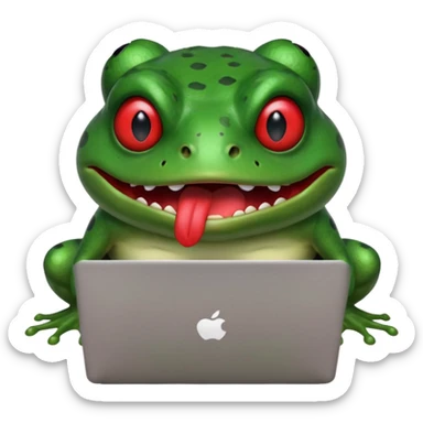 bufo frog meme breaking his laptop sticker