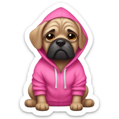 Mops in pink hoodie  sticker