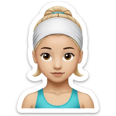 The face of a gymnast in a sports headband sticker