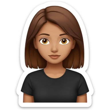 a pretty fair indian bratz girl with brown hair. with a black tshirt sticker