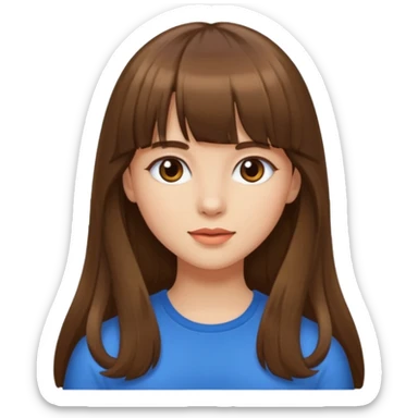 chica morena linda con cabello largo y fleco sticker