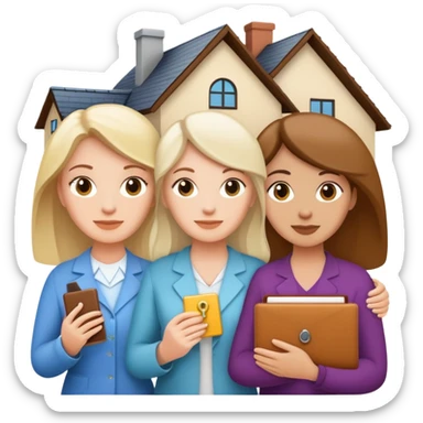 3 white women holding a home title sticker