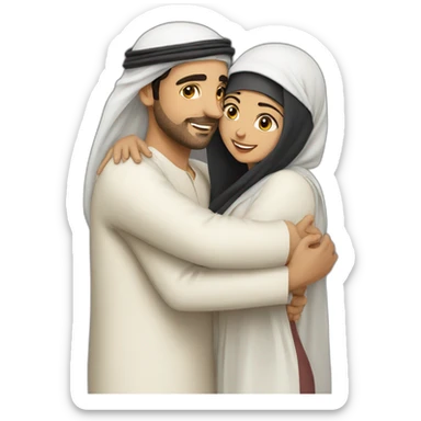 Arab men and women hug sticker