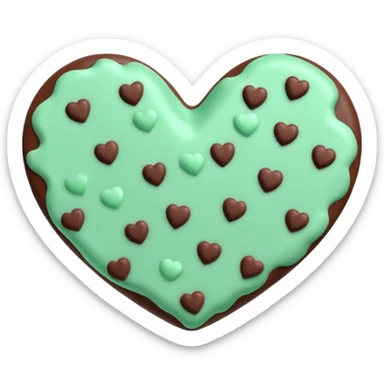 Mint green heart chocolate chips sticker