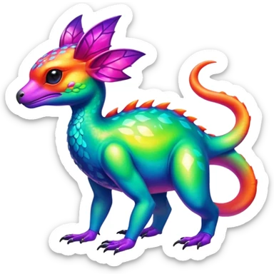 Multi-colored, neon-colored, randomly-colored Toxic Tropical Fionbri-Falvie-Vernid-Fakémon-creature (full body) sticker