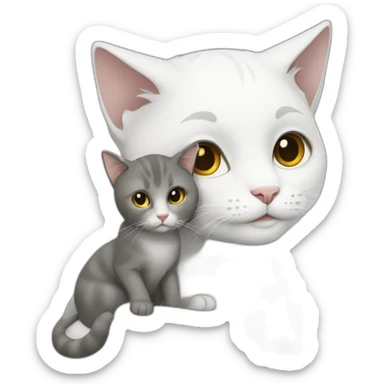 White grey cat cuddling brunnette lady sticker