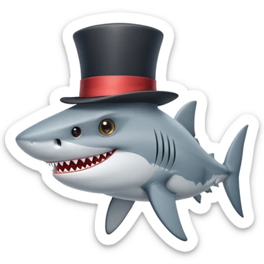 Shark with a top hat sticker