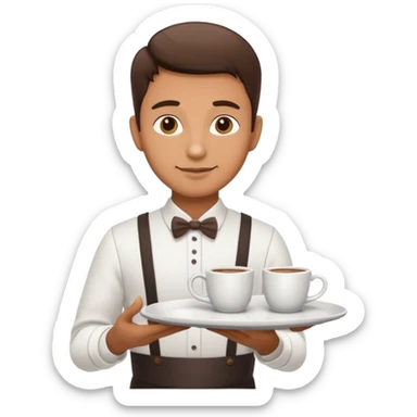 Cafe waiter man with tray sticker