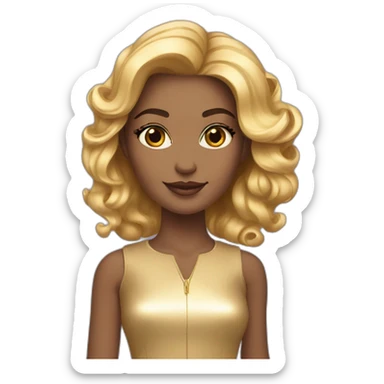 Posh-girl-with-golden-suit-and-blue-eyes-and-rainbow-unicorn-hair sticker