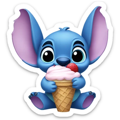 Baby stitch eating ice cream sticker