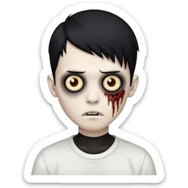 zombie boy with emo hair and white shirt sticker