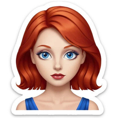 red hair big blue eyes glamorous  sticker