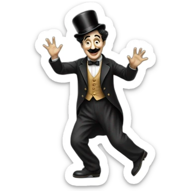 Charlie Chaplin without hâte and raising arm sticker