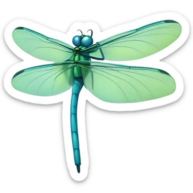 Pretty blue green dragonfly sticker