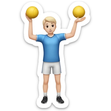 3D emoji style person throwing Ball, arm extended, centered, Full body, soft shadow, white background. sticker