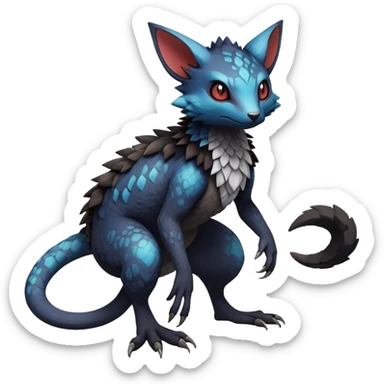 Dark edgy exotic anthropomorphic painted Fakémon-Pokémon-Trico-Vernid-creature sticker