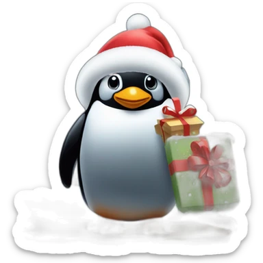 Pinguin mit einem Weihnachtsmarkt hut sticker