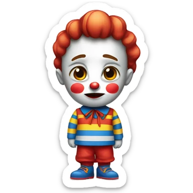 niño vestido de payaso triste sticker