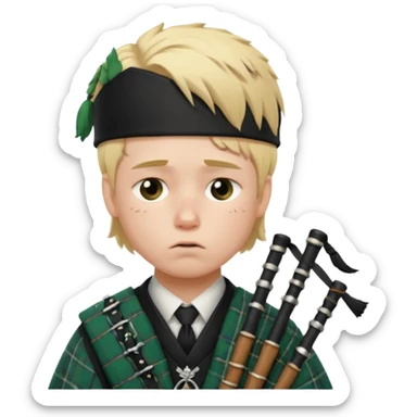 Sad small bagpiper with a tear sticker