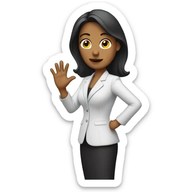 mujer con traje su mano diendo stop sticker