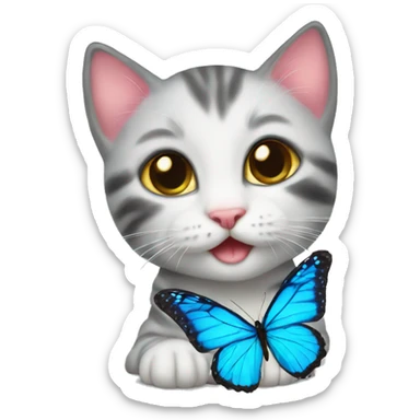 Kitten with butterflies  sticker
