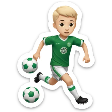 6 years old boy footballer running playing soccer wearing celtic footballer uniform ( jersey) # 17 in the jersey !  sticker