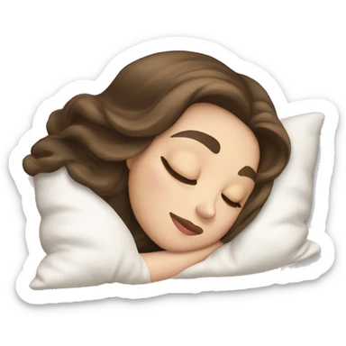 sleeping beauty brunette white girl with a silk pillow sticker