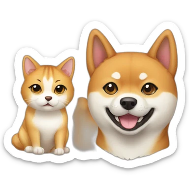 shiba inu and cat sticker