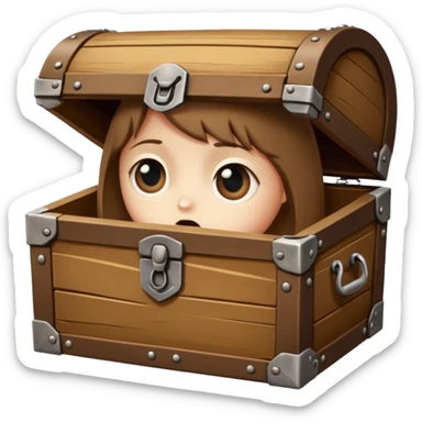 Situation: When you miss someone but can’t contact them . Emoji description:A treasure chest-shaped box containing several photos inside. The box has eyes and a sad facial expression. The photos are of people or animals you can no longer reach or contact. sticker