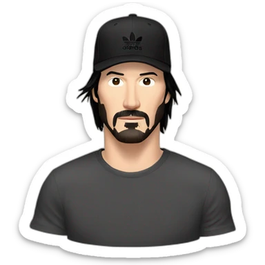 no facial hair keanu reeves with a black addidas cap sticker