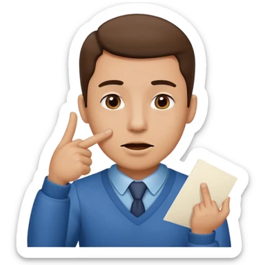 L sign language pointing the man mouth sticker