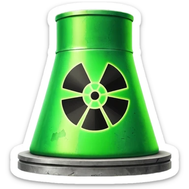 nuclear power plant with a green radioactive glow, realistic, option 6 sticker