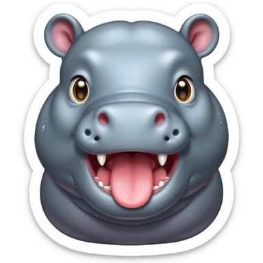 hippo with tongue sticking out sticker